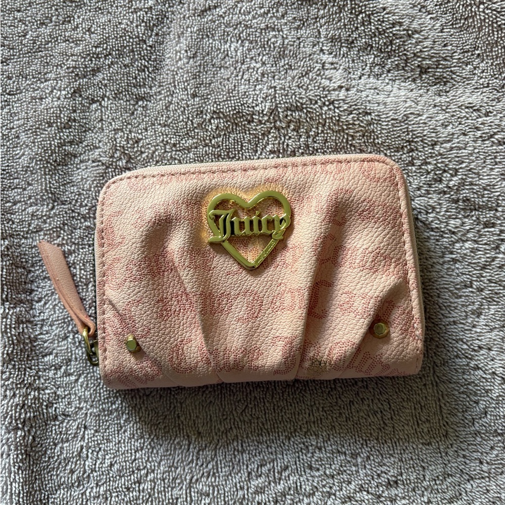 Juicy Couture Blush Pink Heart Logo Zip Wallet